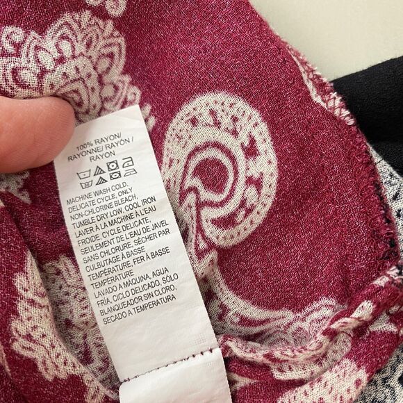 Lucky Brand Tunic Top Womens Small Boho Paisley Button Down Smocked Semi Sheer - Picture 9 of 10